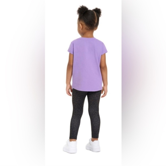 Puma Purple Cat Graphic T-Shirt and Black Leggings Set Sz 4T - Picture 2 of 5